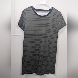 Army Green Stripped Open Back Shirt Dress Size S